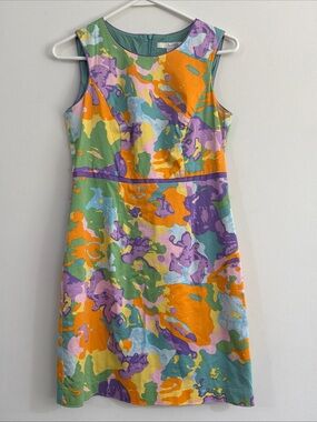 BODEN Women’s Multi Watercolor Sleeveless Floral Sheath Dress WH483 Size 4P